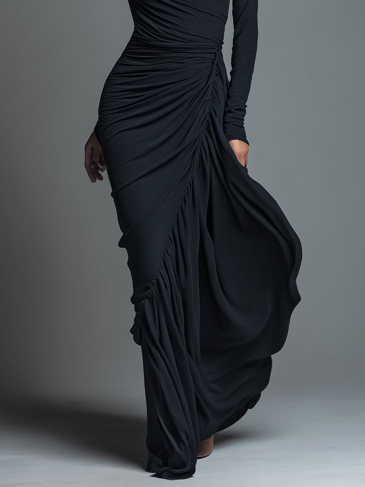 Sidonia | Vestito Lungo Donna in Maglia a Maniche Lunghe con Girocollo