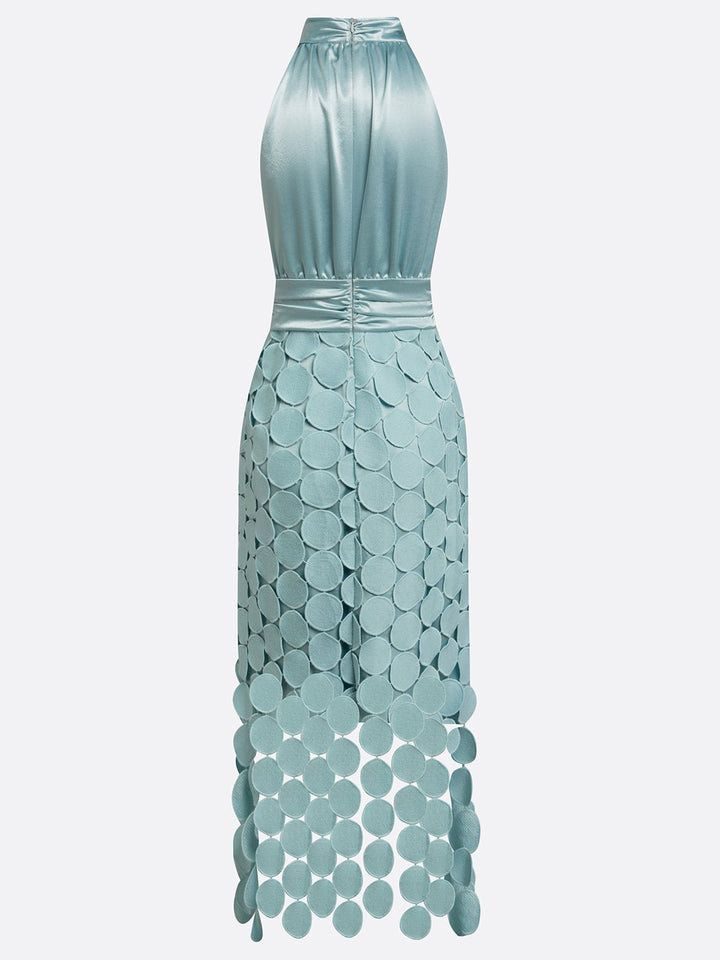 Sara Maria | Vestito Midi Donna in Raso con Collo Alto Aderente