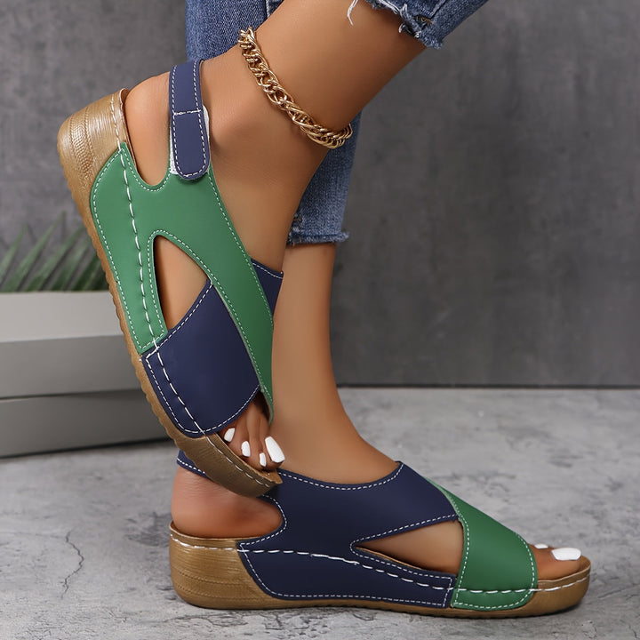 Sandali da donna multicolore con cinturini incrociati plateau con cinturino sul retro