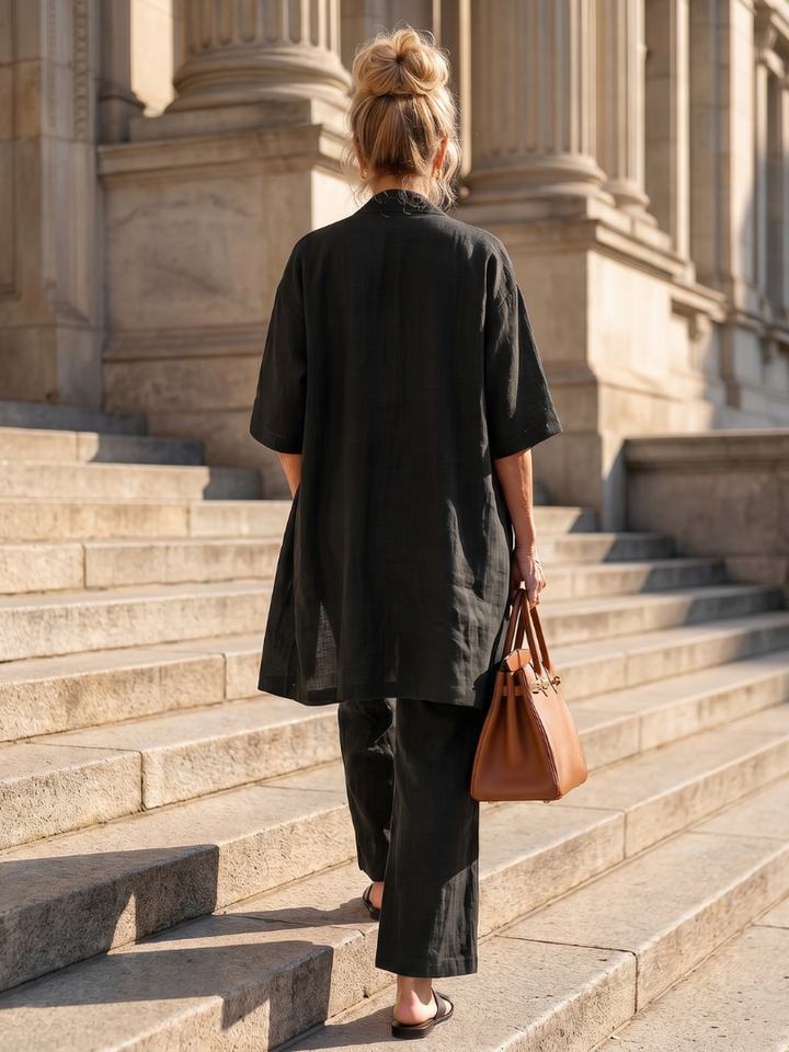 Renata | Set Relaxed a Tre Pezzi con Top e Pantaloni