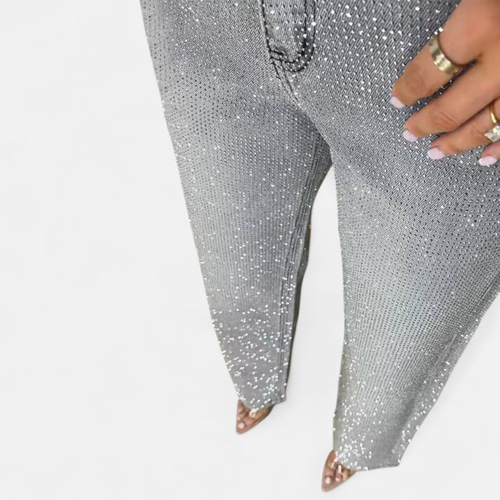 Ylenia | Pantaloni Donna in Denim Scuro a Vita Alta
