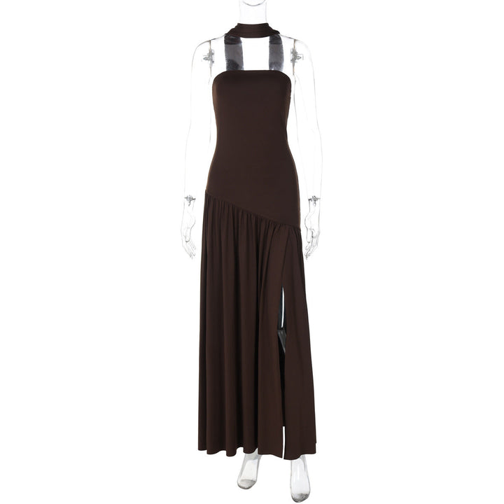 Vestito lungo donna bustier spacco alto vita asimmetrica