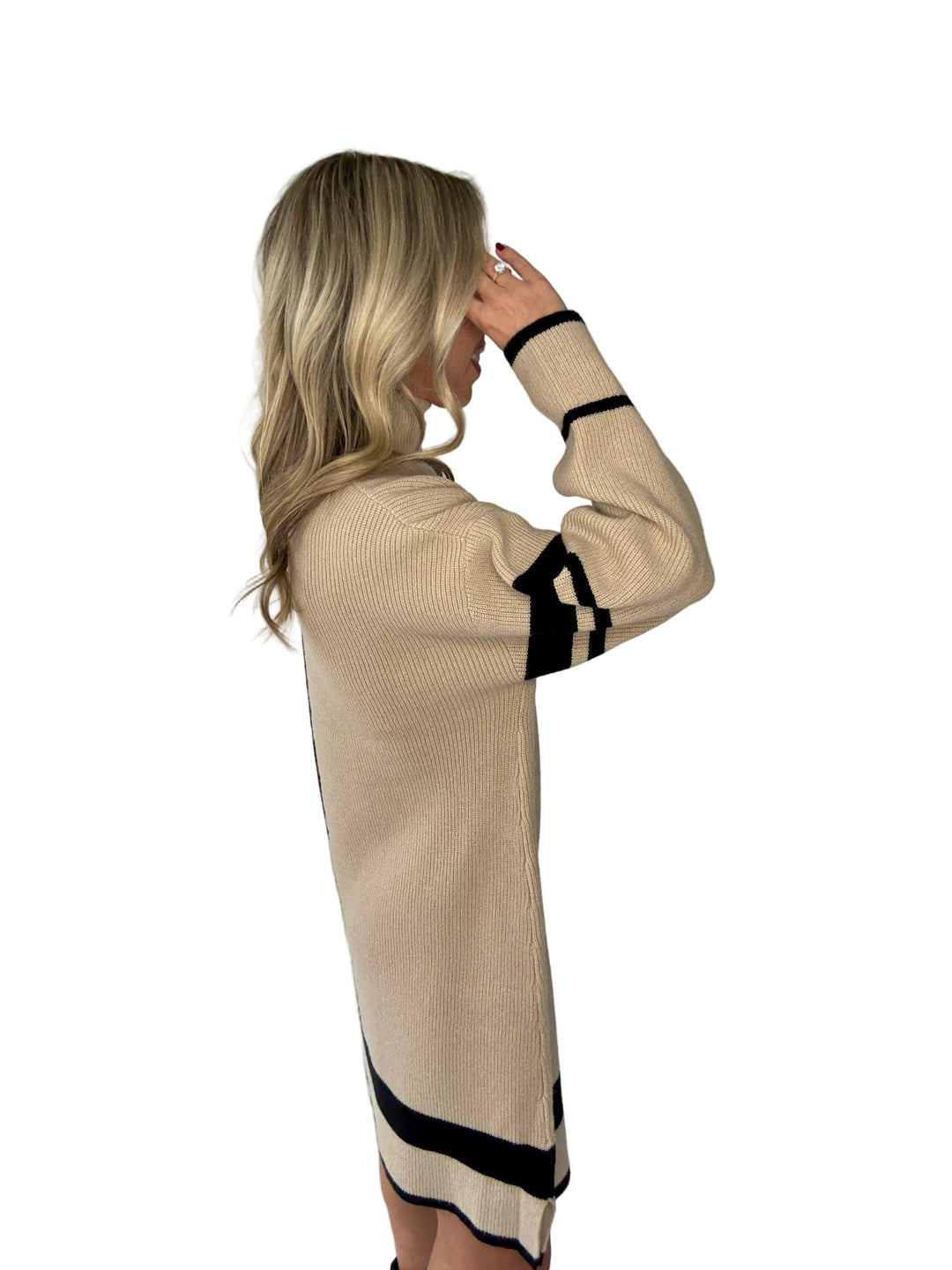 Valentina Maria | Vestito Corto Donna in Maglia con Collo Alto