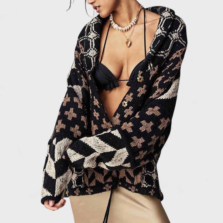 Portia – Cardigan Vintage Oversize con Colletto Button-Down