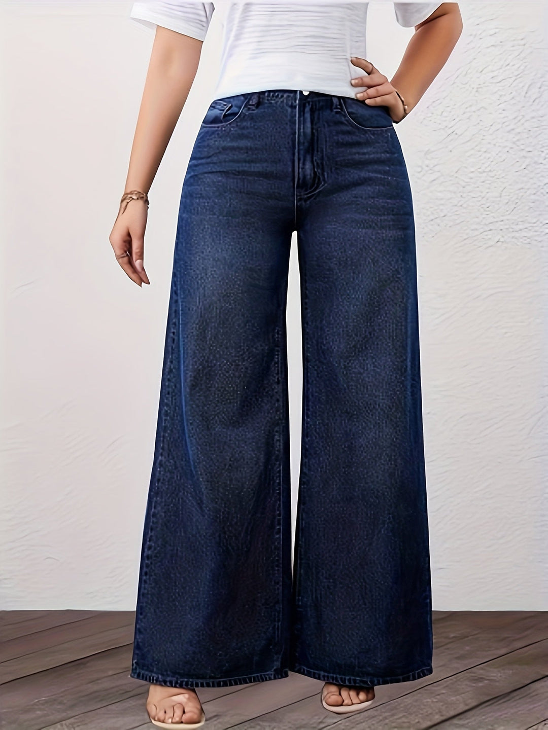 Ottavia Rosa | Pantaloni Donna in Denim Scuro a Vita Alta e Gamba Larga