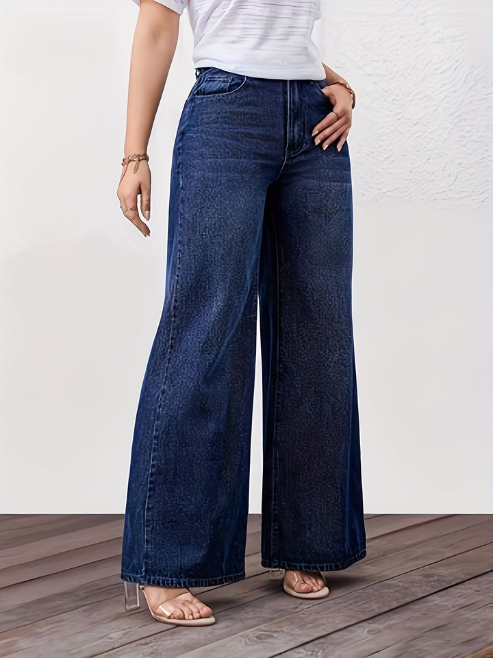 Ottavia Rosa | Pantaloni Donna in Denim Scuro a Vita Alta e Gamba Larga