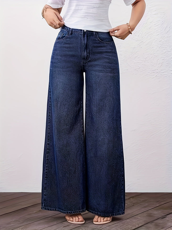 Ottavia Rosa | Pantaloni Donna in Denim Scuro a Vita Alta e Gamba Larga