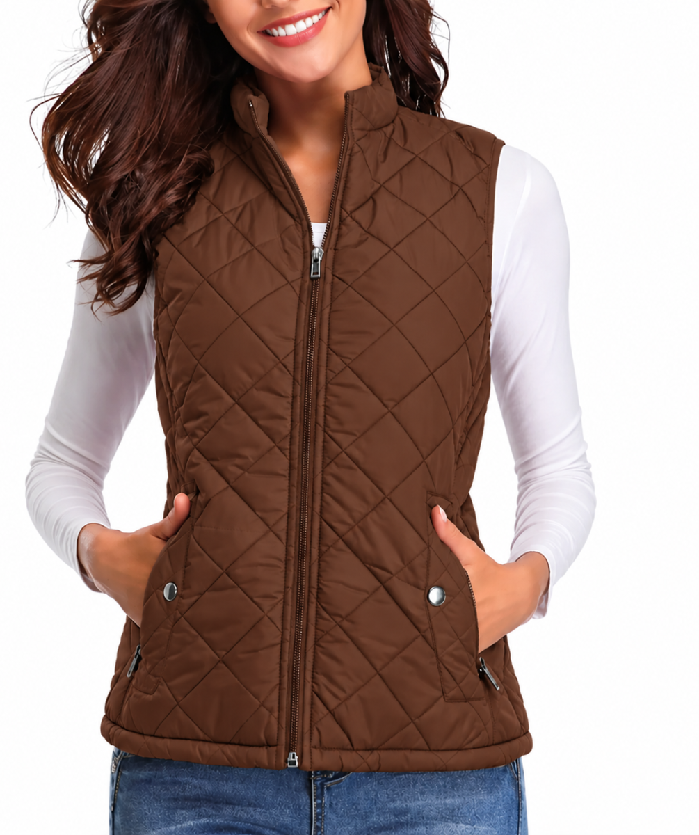 Daria | Women's Quilted Sleeveless Vest with Zip