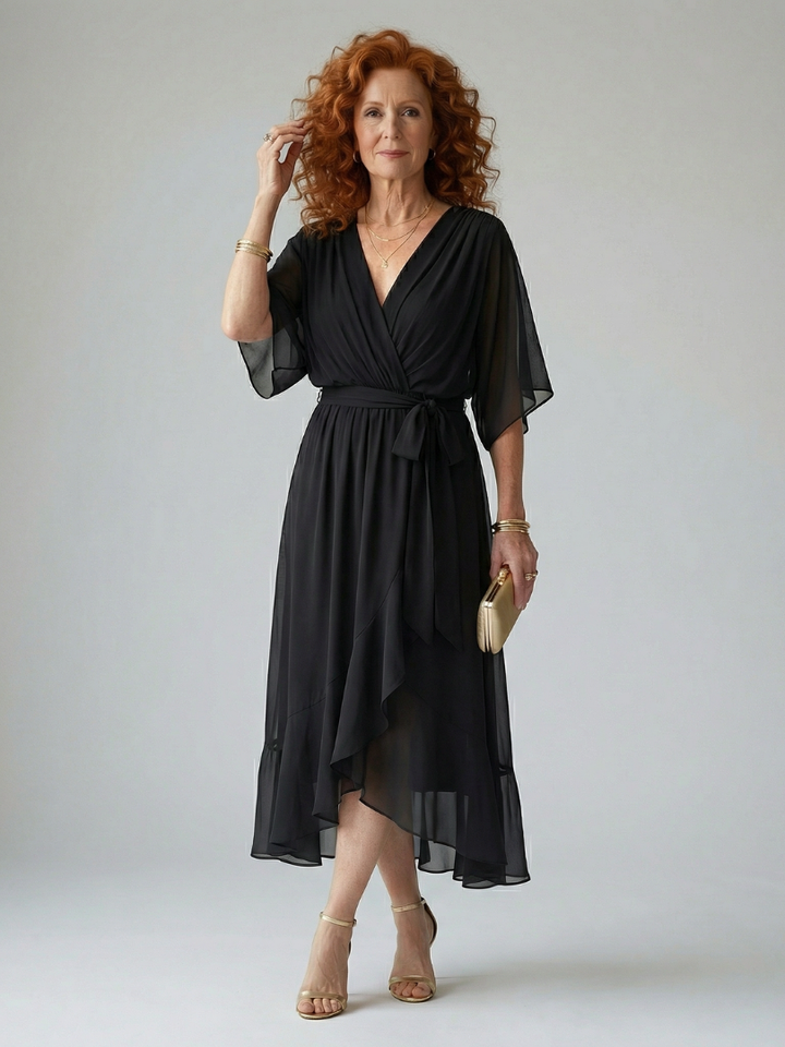 Rosalia | Abito Midi Drappeggiato Leggero