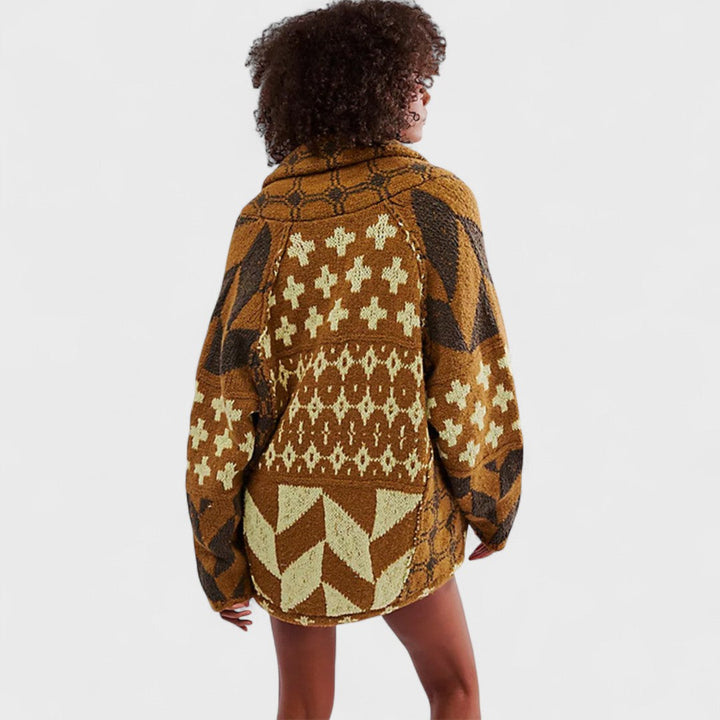 Portia – Cardigan Vintage Oversize con Colletto Button-Down
