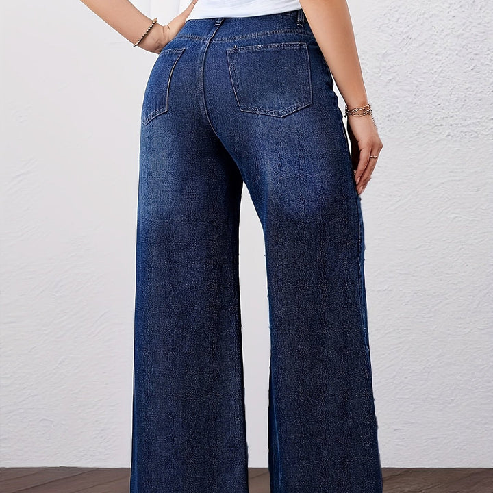 Ottavia Rosa | Pantaloni Donna in Denim Scuro a Vita Alta e Gamba Larga