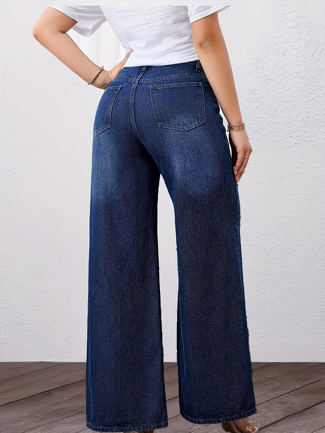 Ottavia Rosa | Pantaloni Donna in Denim Scuro a Vita Alta e Gamba Larga