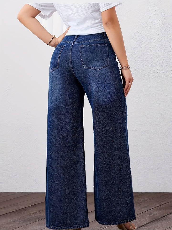 Ottavia Rosa | Pantaloni Donna in Denim Scuro a Vita Alta e Gamba Larga