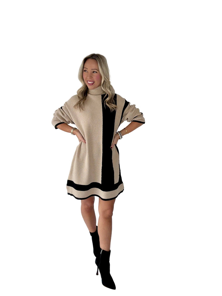 Valentina Maria | Vestito Corto Donna in Maglia con Collo Alto