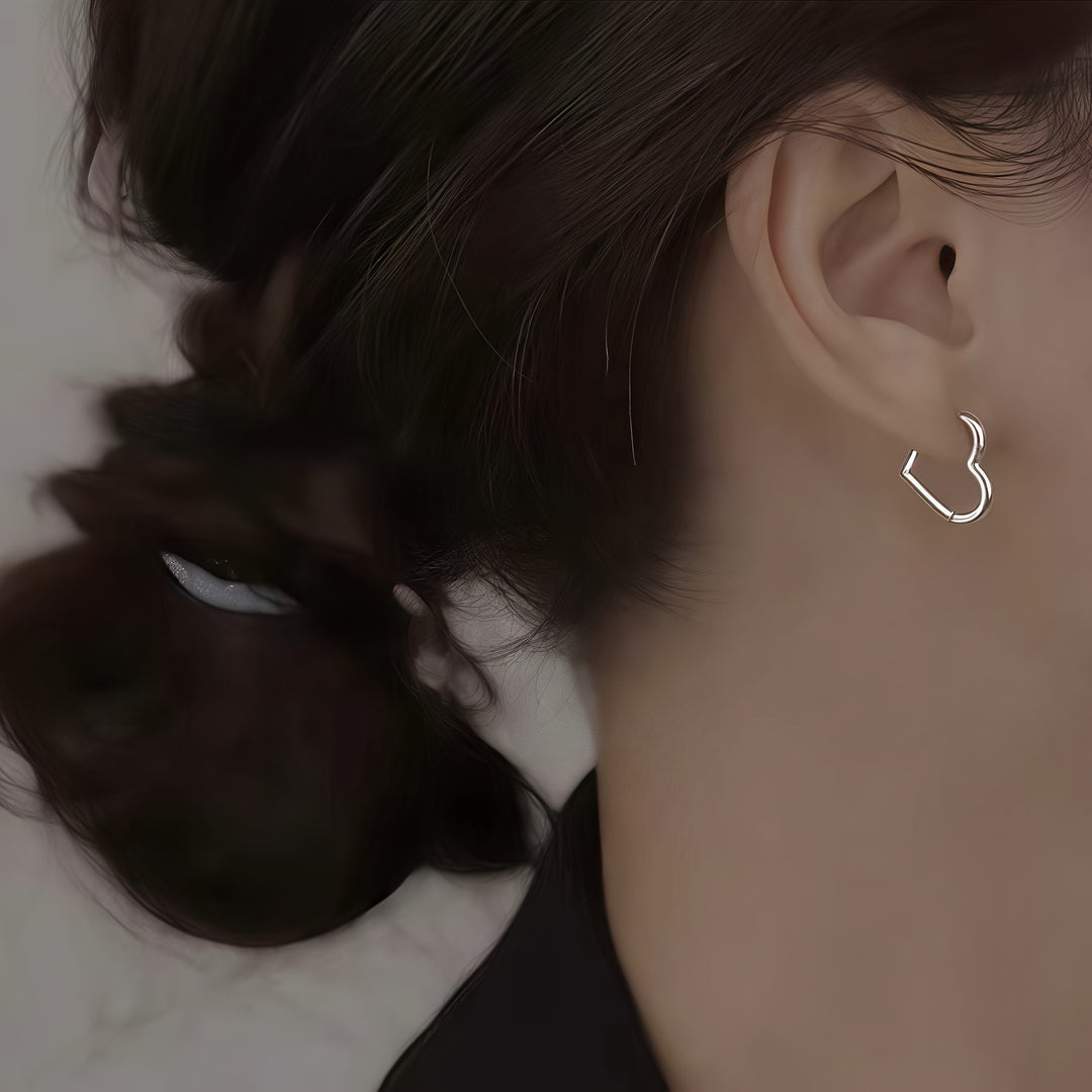 Orecchini a Cuore Dorato in Acciaio Inossidabile