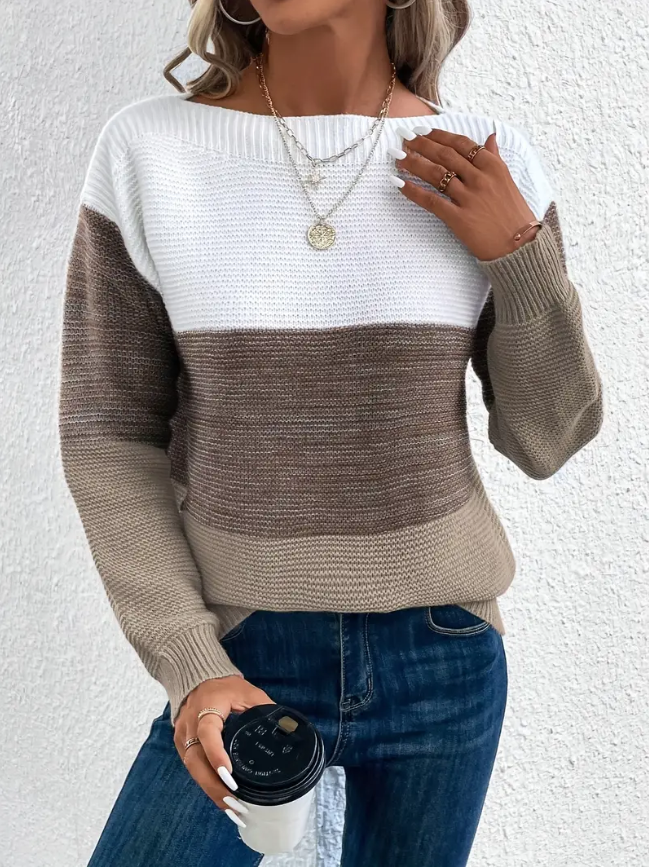 Calista - Maglione Elegante a Maniche Lunghe con Spalle Cadute