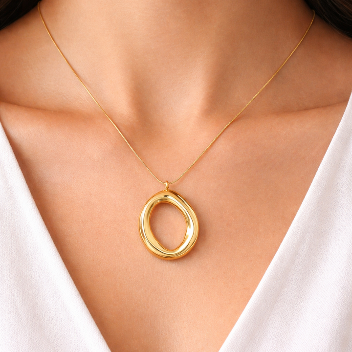 Collana Ovale Dorata in Oro Placcato