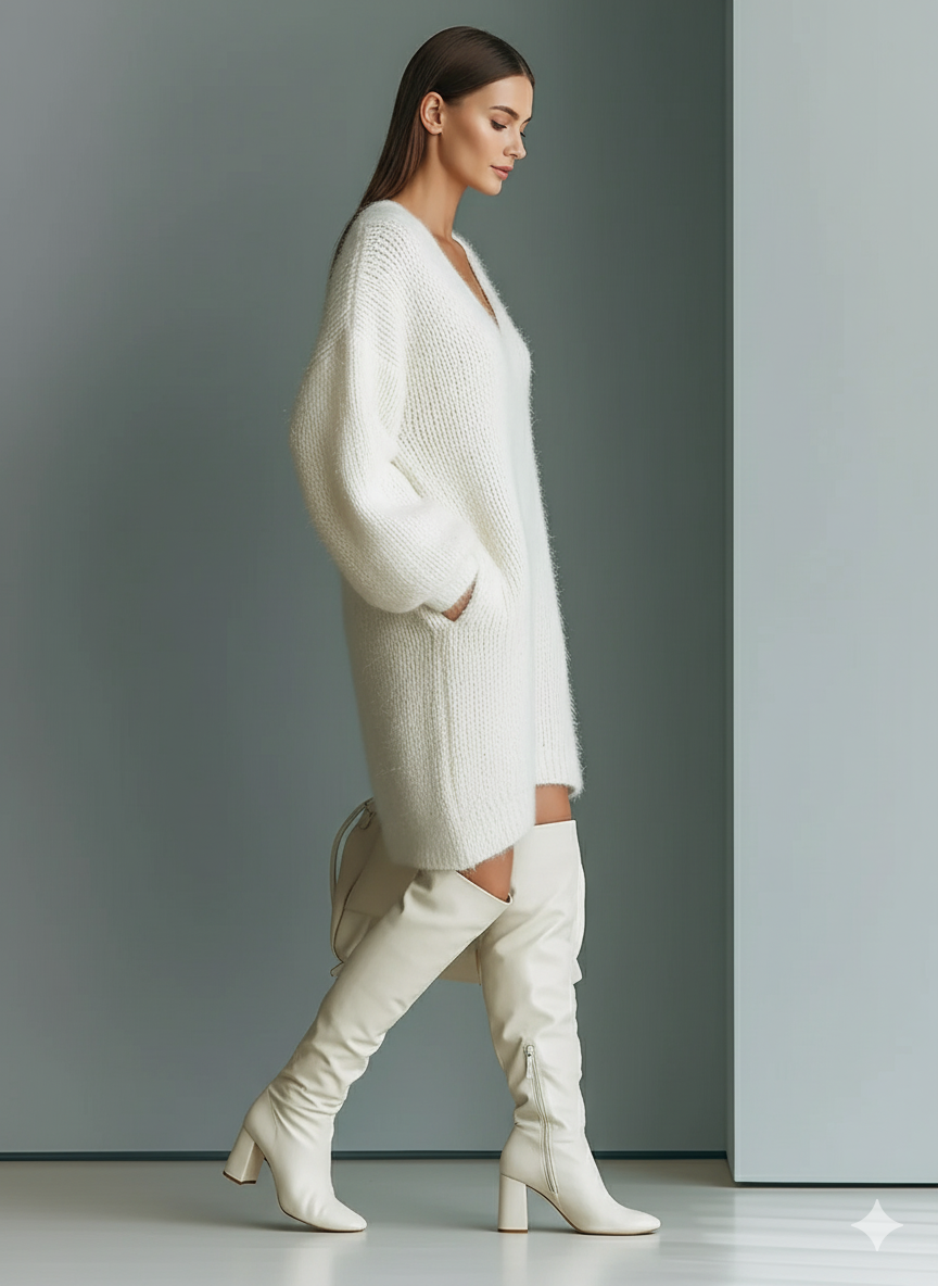 Noemi Maria | Vestito Corto Donna in Maglia con Scollo a V