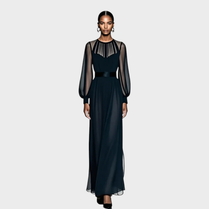 Greta Maria | Vestito Midi Donna in Raso a Maniche Lunghe
