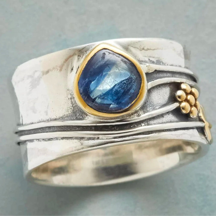 Anello Vintage Zaffiro Blu Placcato Argento
