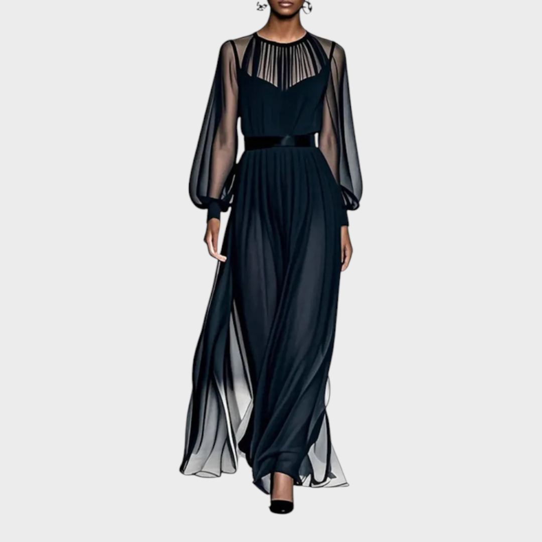Greta Maria | Vestito Midi Donna in Raso a Maniche Lunghe