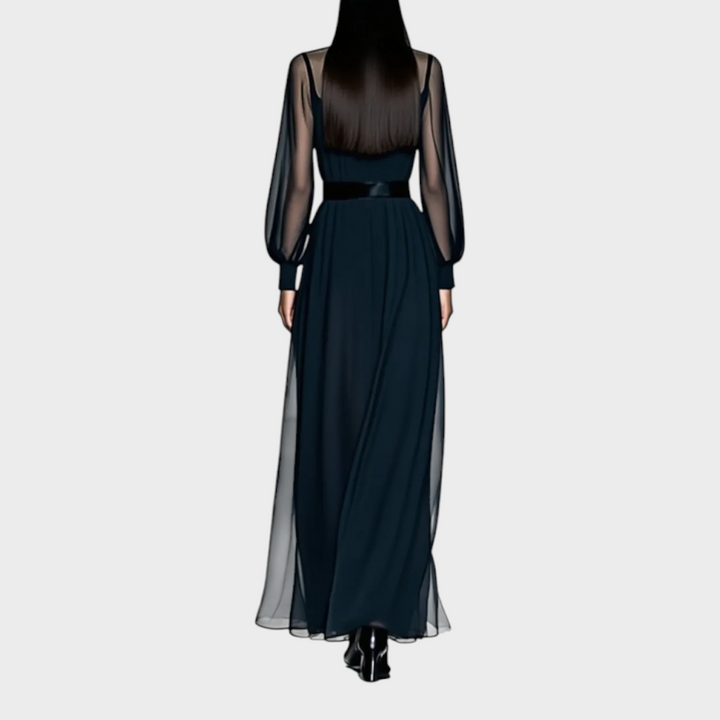 Greta Maria | Vestito Midi Donna in Raso a Maniche Lunghe