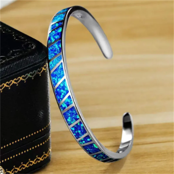 Bracciale Regolabile Opale Blu Fire in Argento