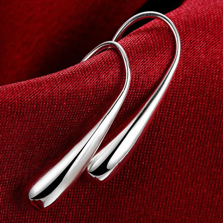 Sterling Silver Water Drop Hoop Earrings