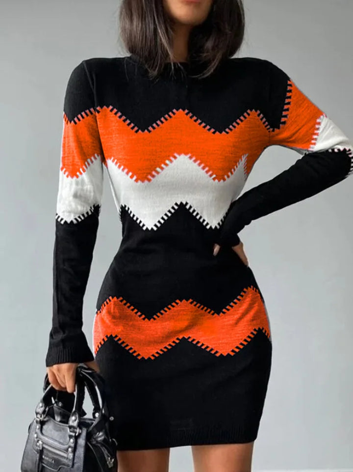 Nicole Maria | Vestito Corto Donna in Maglia a Maniche Lunghe Aderente