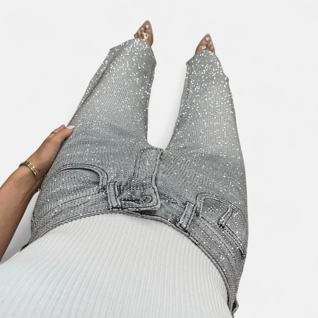 Ylenia | Pantaloni Donna in Denim Scuro a Vita Alta