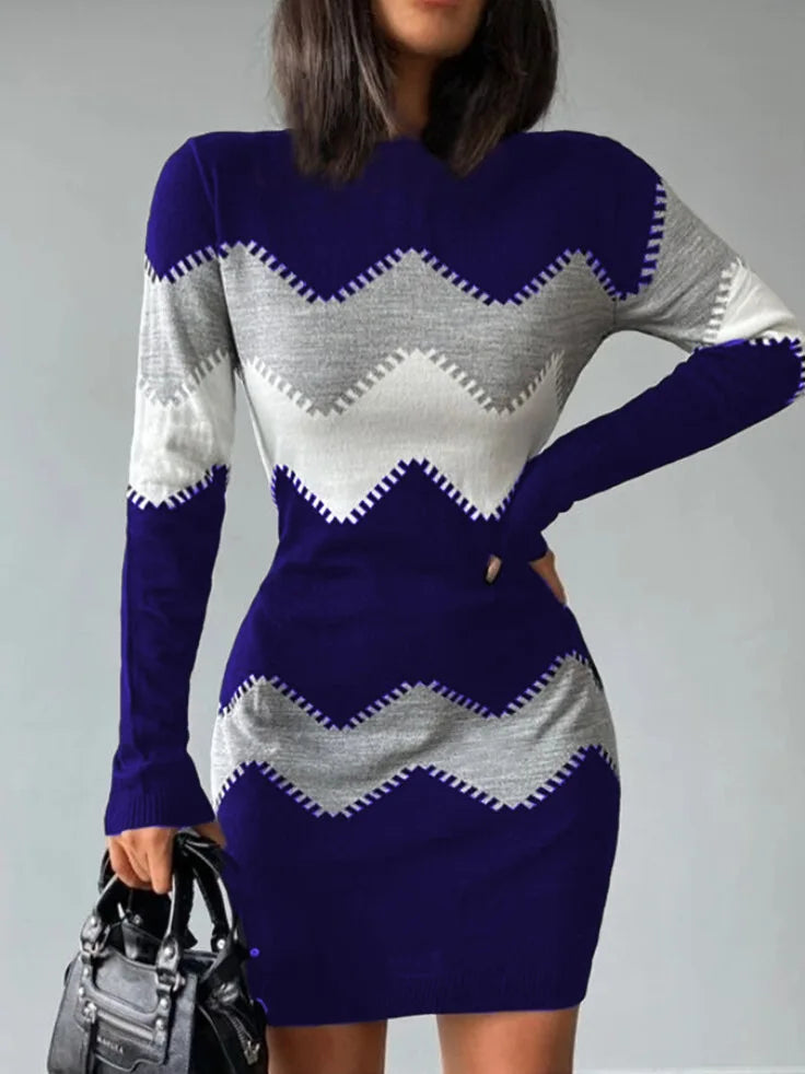 Nicole Maria | Vestito Corto Donna in Maglia a Maniche Lunghe Aderente