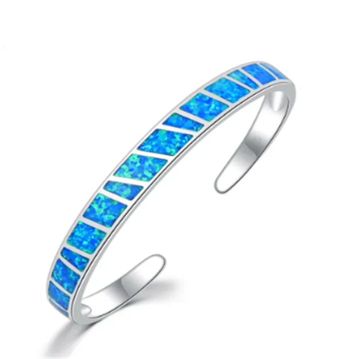 Bracciale Regolabile Opale Blu Fire in Argento
