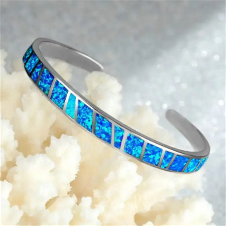 Bracciale Regolabile Opale Blu Fire in Argento