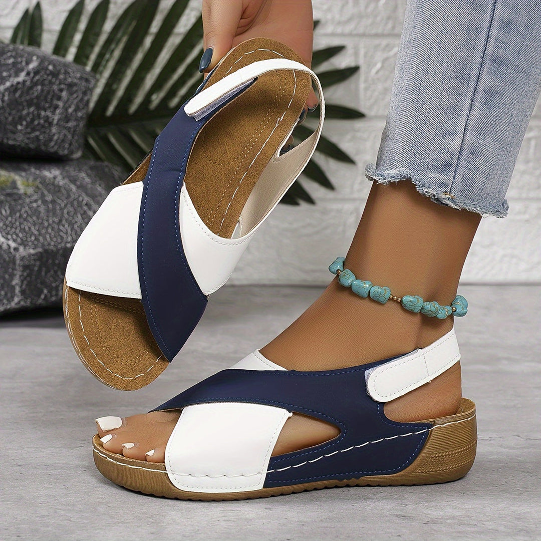 Sandali da donna multicolore con cinturini incrociati plateau con cinturino sul retro