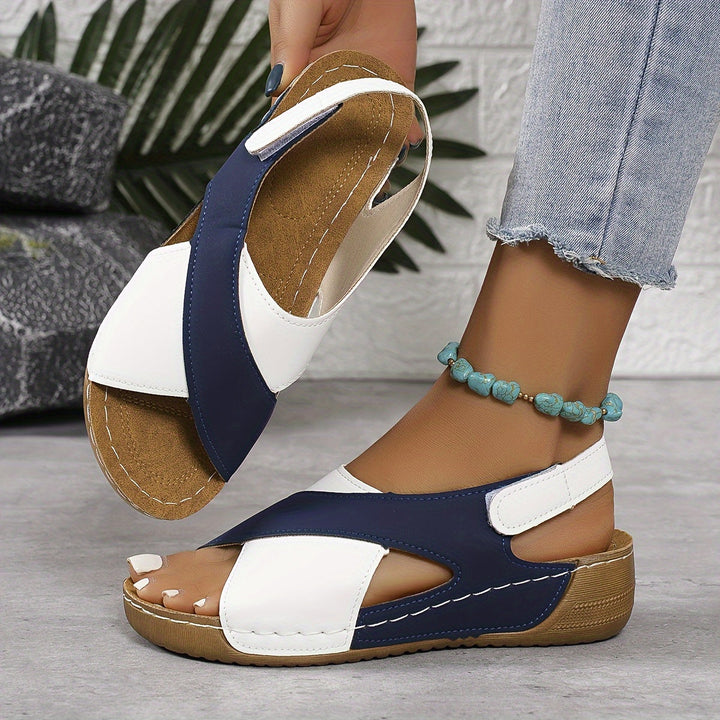 Sandali da donna multicolore con cinturini incrociati plateau con cinturino sul retro