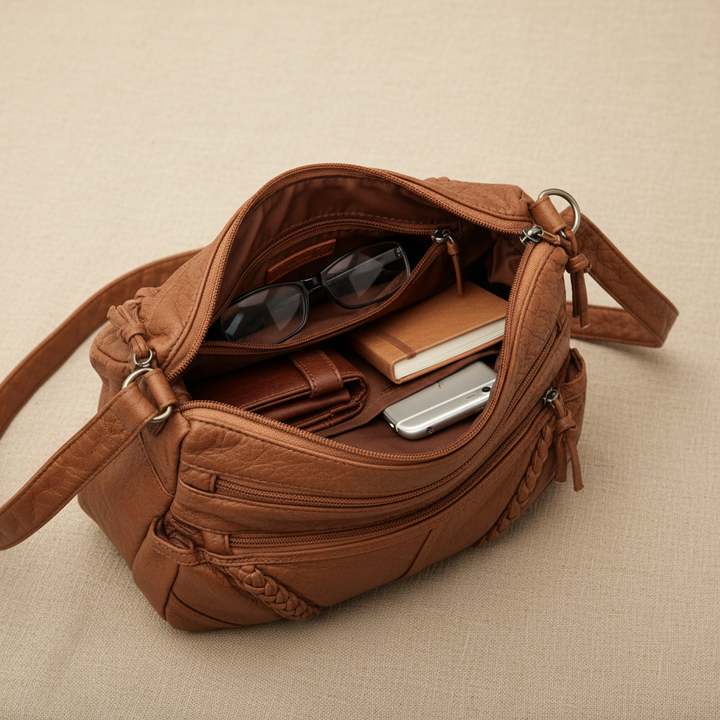 Andreina Borsa a Tracolla Donna in Pelle in Caramel, photo 7