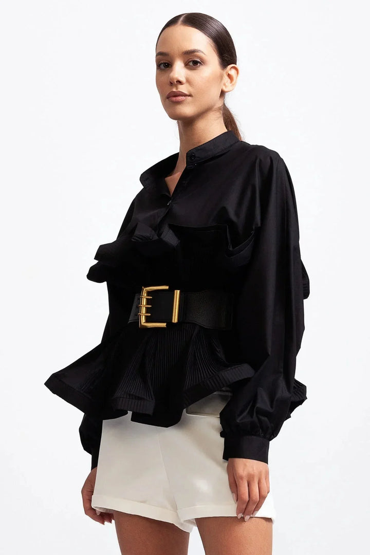 Blusa da donna con volant e maniche voluminose