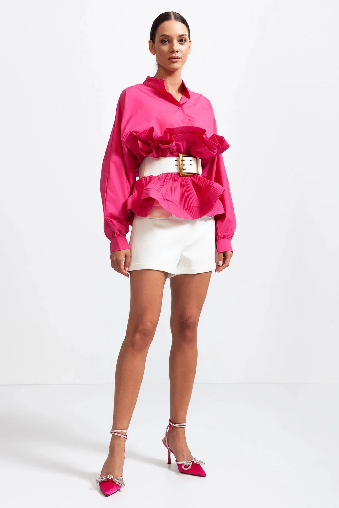 Blusa da donna con volant e maniche voluminose
