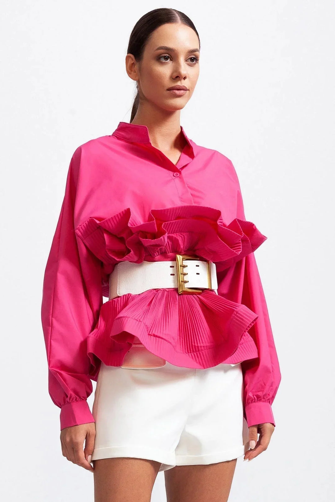 Blusa da donna con volant e maniche voluminose