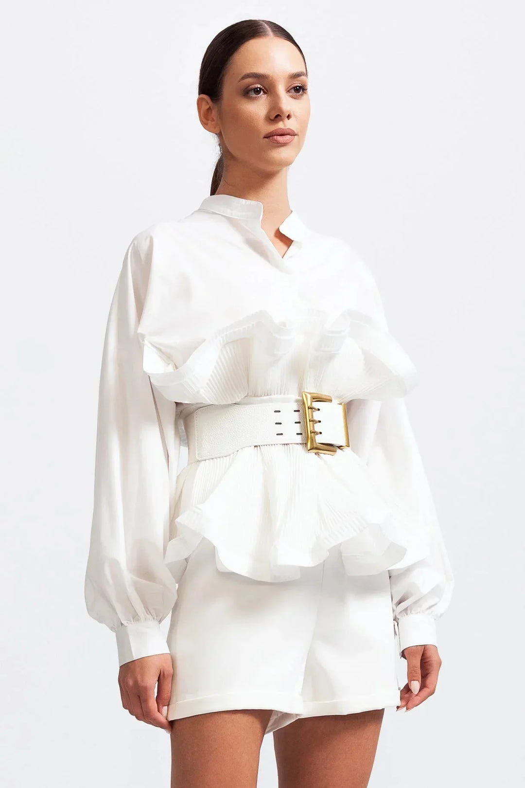Blusa da donna con volant e maniche voluminose
