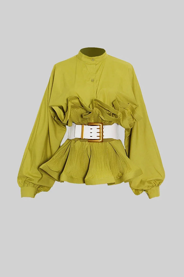 Blusa da donna con volant e maniche voluminose