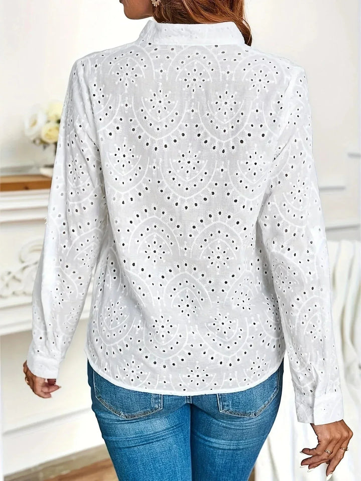 Blusa da donna elegante con scollo a V e maniche lunghe