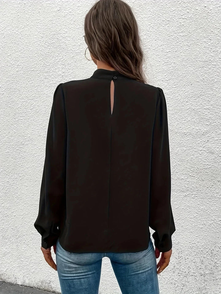 Top a maniche lunghe nero per donna, stile elegante