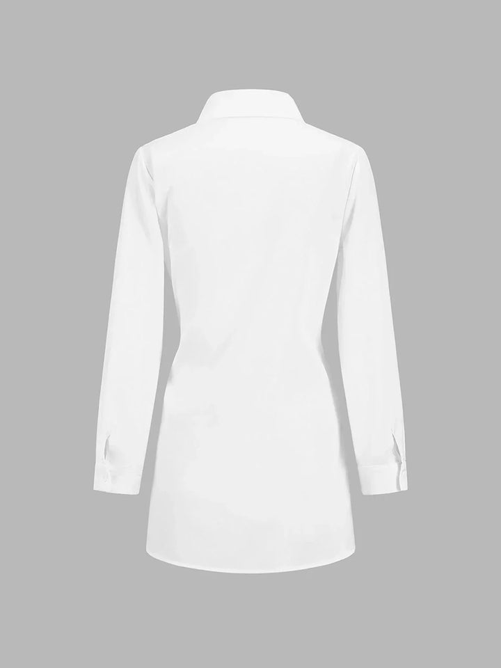 Camicia donna oversize con cintura annodata davanti Manica lunga
