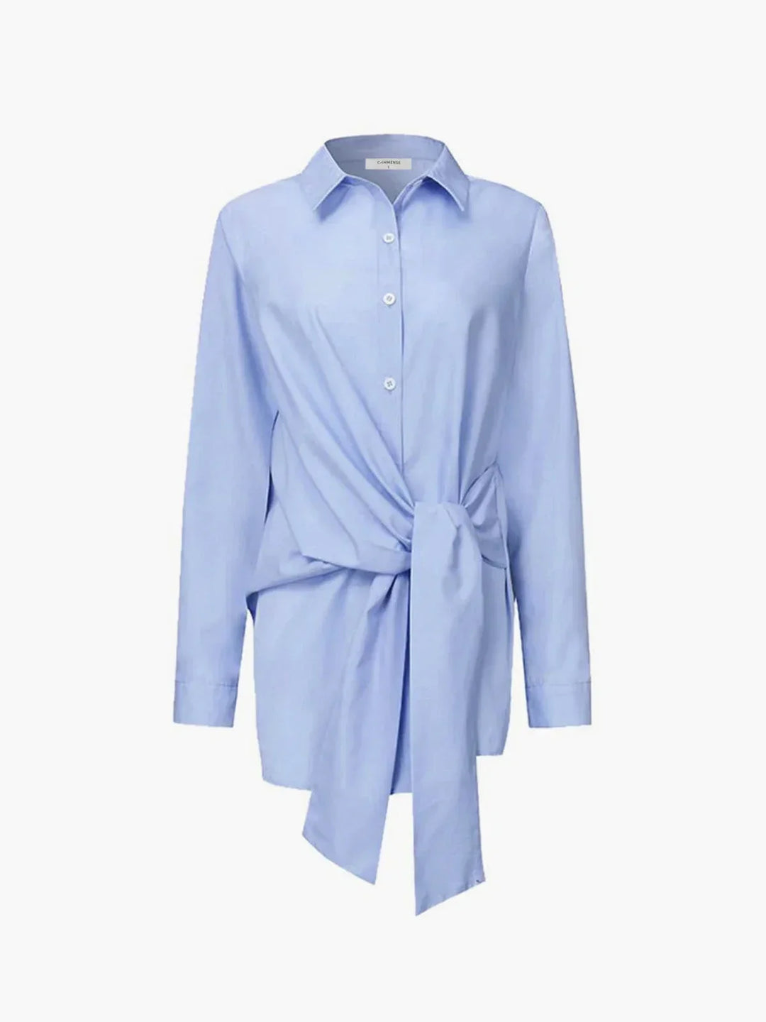 Camicia donna oversize con cintura annodata davanti Manica lunga
