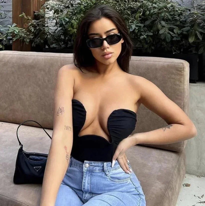 Bustier donna senza spalline con cut-out ondulato