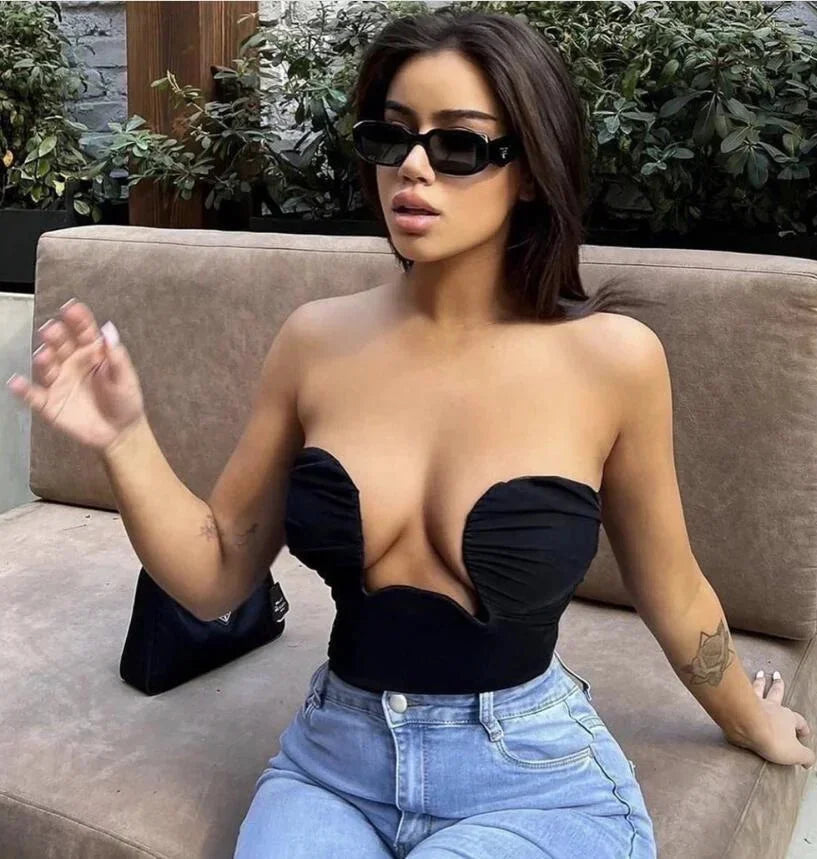 Bustier donna senza spalline con cut-out ondulato
