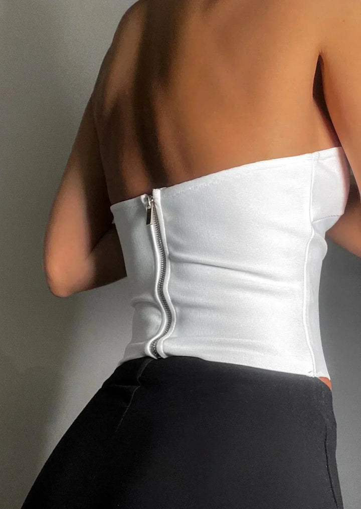 Bustier donna senza spalline con cut-out ondulato