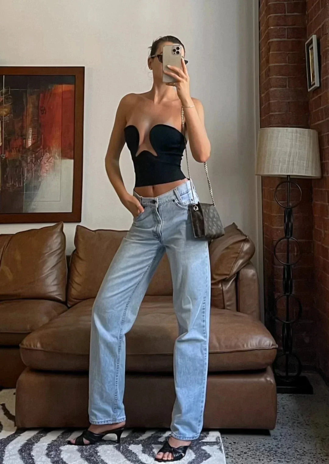 Bustier donna senza spalline con cut-out ondulato
