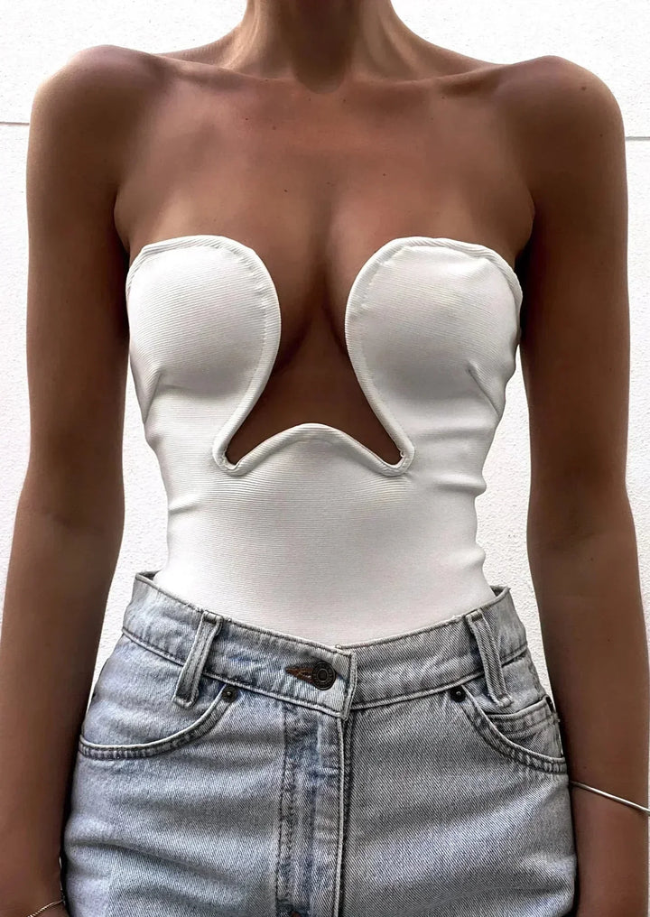 Bustier donna senza spalline con cut-out ondulato